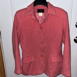 Andrea Viccaro Vintage Elegant Women's Wool Coral Pink Button Down Pea Coat-Smal